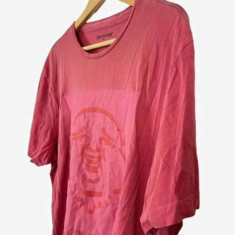 True Religion Mens Red Graphic Buddha Tee T Shirt Short Sleeve Cotton sz 2XL 2X